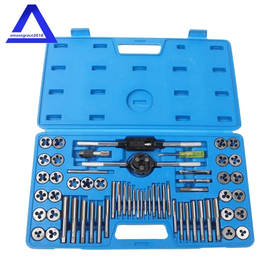 Режущий инструмент Tap and Die Set SAE & Metric M3-M12 Coarse Fine Threading Too — фото лота 1