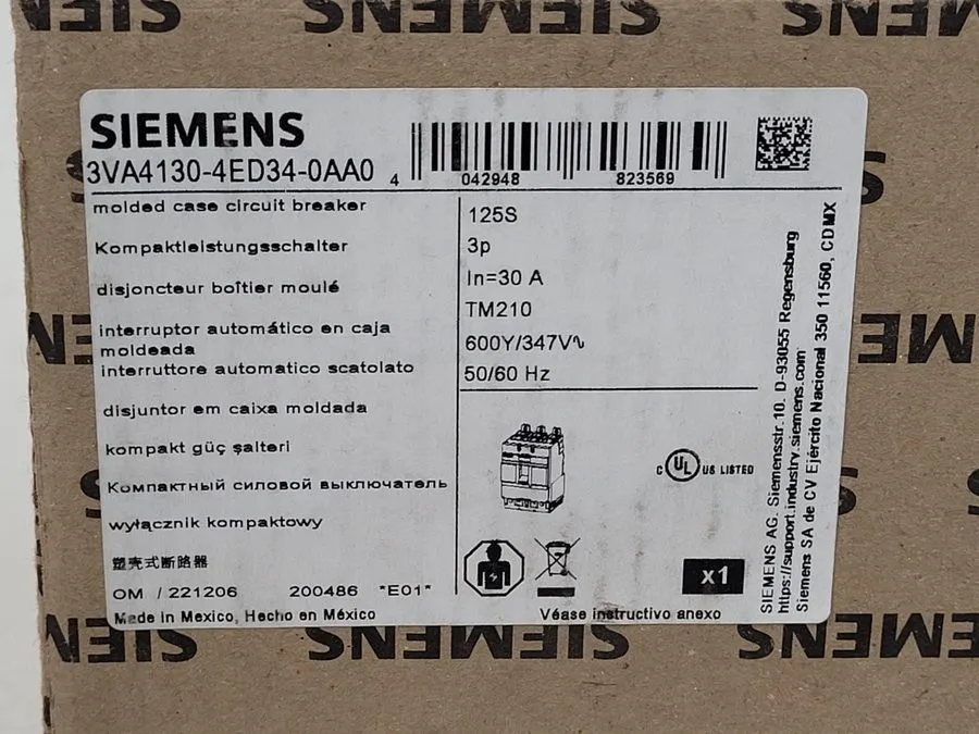 Автоматический выключатель Siemens 3VA4130-4ED34-0AA0 ,Circuit Breaker, 3P/30A /