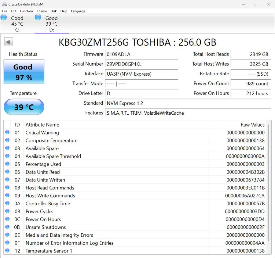 SSD-накопитель Lenovo E15 Kioxia 256GB M.2 NVMe SSD KBG30ZMT256G 00UP651 — фото лота 2
