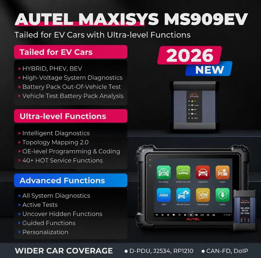 Диагностический сканер 2026 Autel MaxiSys Ultra EV UP MS909EV Diagnostic Scanner