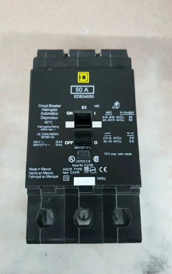 Автоматический выключатель Square D EDB34050 3pole 50amp 480v circuit breaker ty