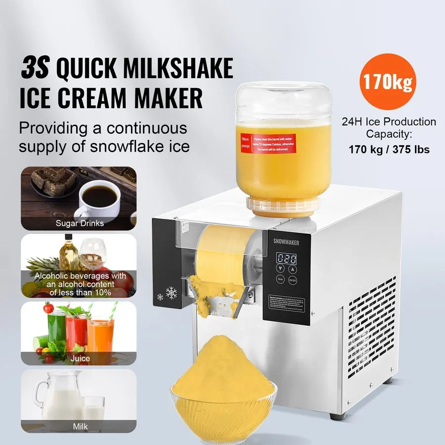 Льдогенератор Commercial Snowflake Ice Machine 375LBS/24H Ice Shaver Snow Cone S