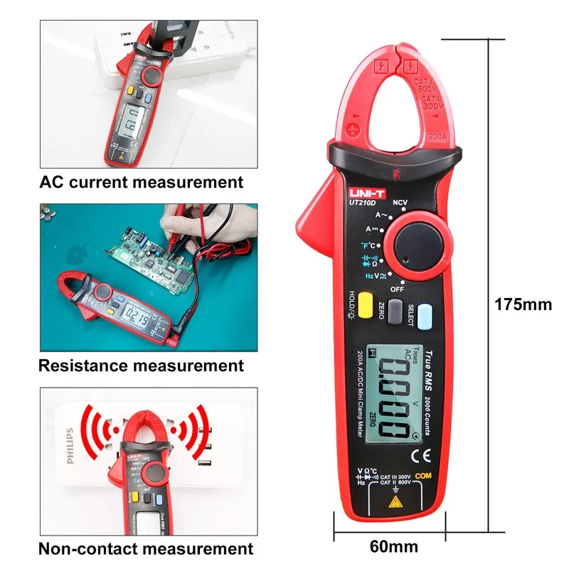 Мультиметр UNI-T UT210D Clamp Meter AC/DC Current Voltage Digital Multimeter Tem
