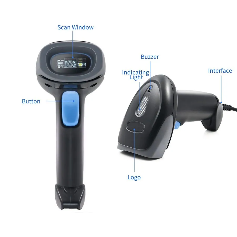Сканер штрих-кода Handheld Barcode Scanner 1D/2D/QR Scanner 2.4G Wireless & USB 