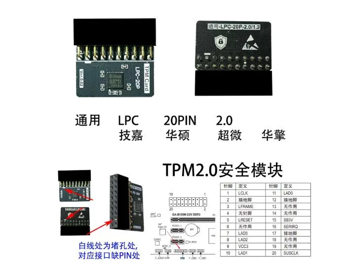 Запчасть для сервера TPM2.0 LPC Module (20 Pin) Trusted Platform