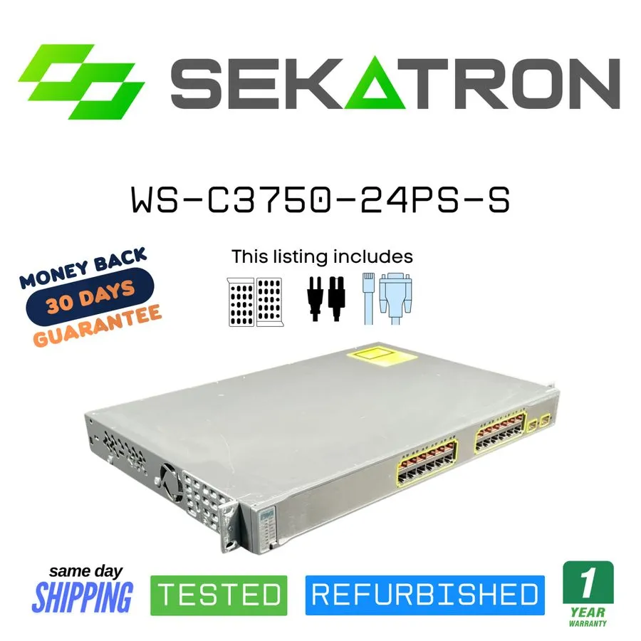 Коммутатор Cisco Catalyst (WS-C3750-24PS-S) POE 24-Ports Rack-Mountable Switch