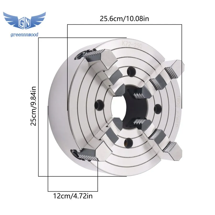 Режущий инструмент LABLT 10" K72-250 4-Jaw Lathe Chuck 0.6-9.84in Clamping Range
