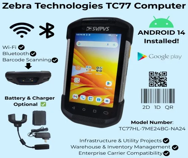 Сканер штрих-кода Zebra TC77 TC77HL Android 14 Scanner 4GB/32GB Barcode TC77HL-7