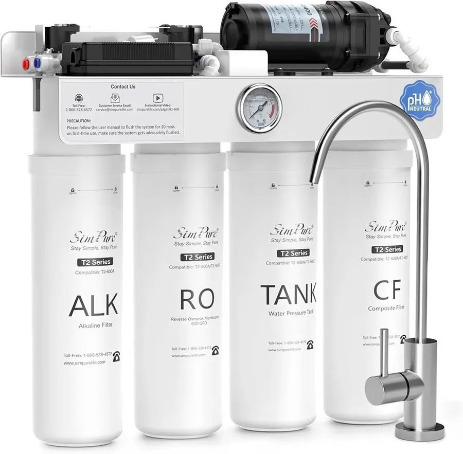 Насос SimPure T2-600A Reverse Osmosis Water Filter System Alkaline Water, NSF/AN — фото лота 1