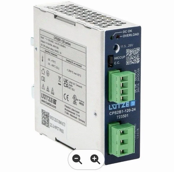 Блок питания LUTZE CPS2B1-120-24 24V 5A 110W Switching Power Supply DIN Rail 1-P — фото лота 1