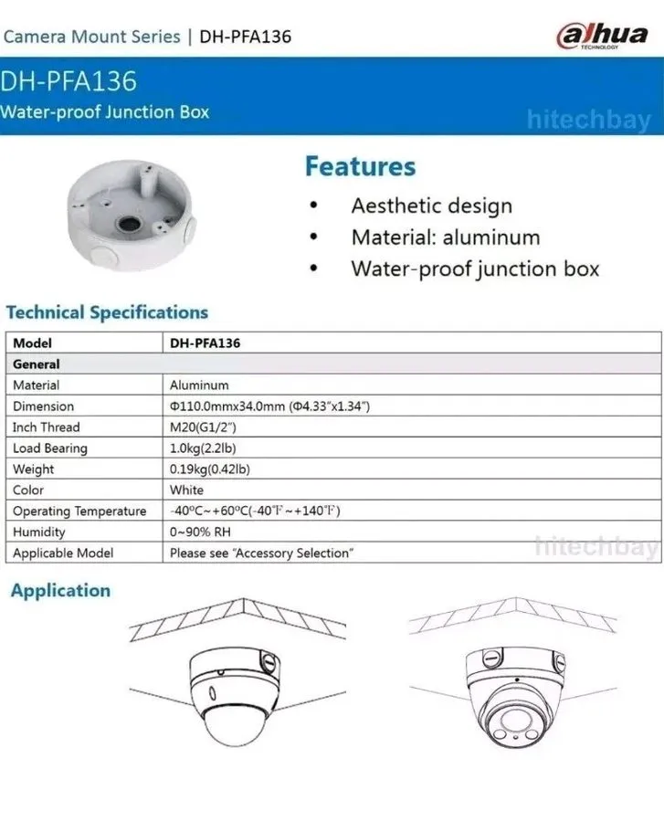 Камера Dahua PFA136 Wall Mounting Junction Box — фото лота 1