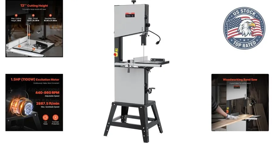 Оборудование ЧПУ 13.39-Inch Benchtop Band Saw with Stand, 1.5HP — фото лота 1