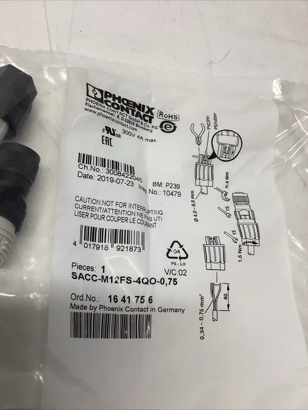 Датчик PHOENIX CONTACT SACC-M12FS-4QO-0,34 Field Wireable M12 Connector — фото лота 2