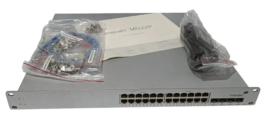 Коммутатор Cisco Meraki MS22P-HW Cloud Managed 24 Port Gigabit PoE Switch UNCLAI