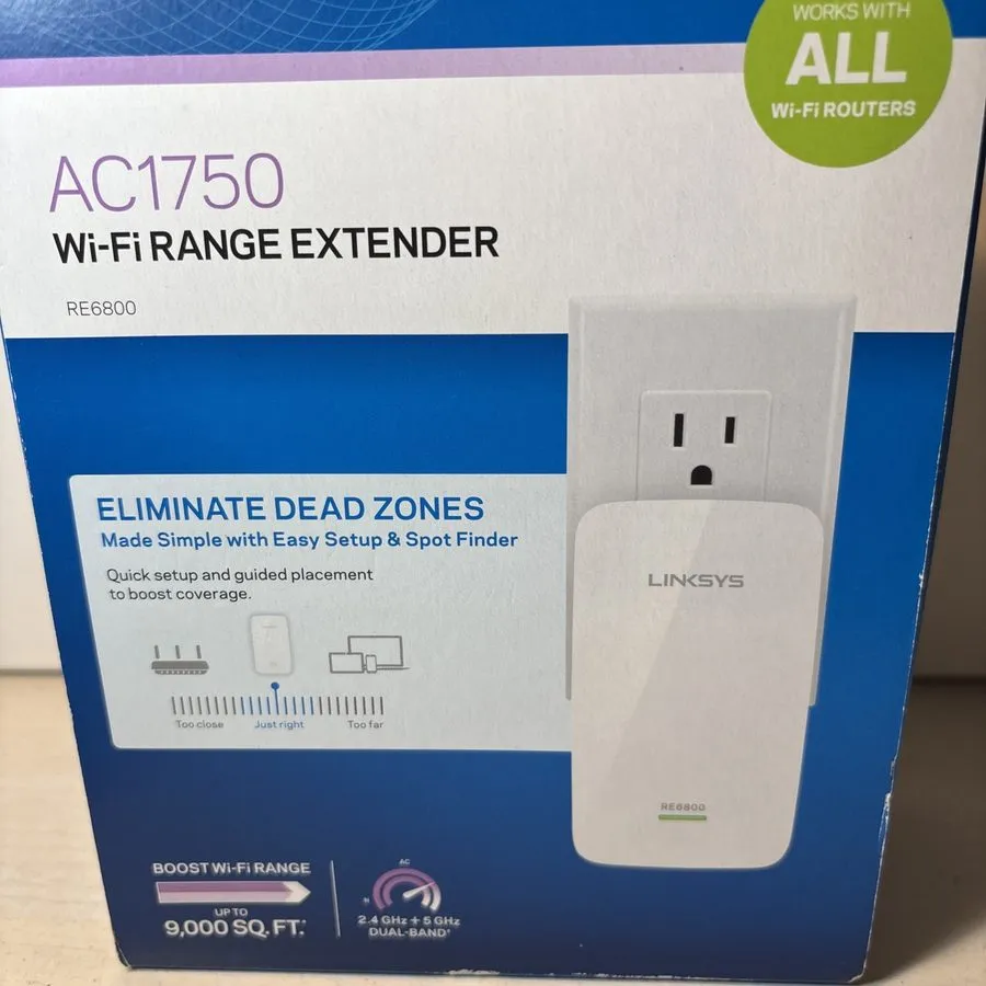 Маршрутизатор LINKSYS AC1750 Wi-Fi Range Extender RE6800 Boost Wi-Fi Range