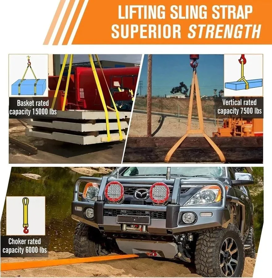 Строп 2" x10FT Heavy Duty Nylon Lifting Sling Strap, 15000lb Capacity Super Stur