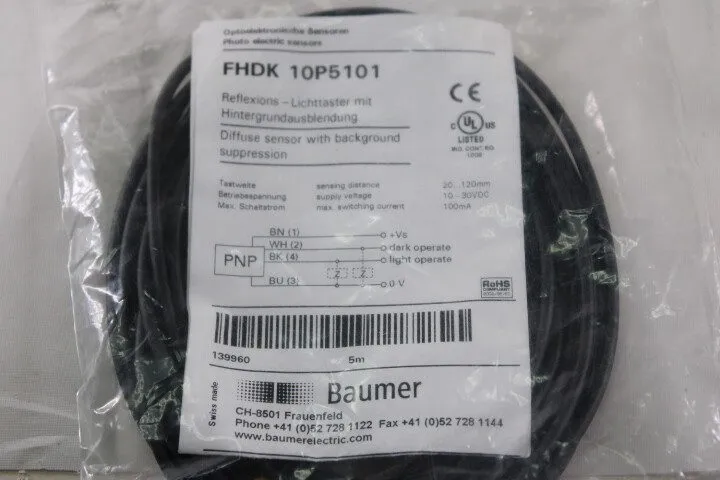 Датчик Baumer FHDK 10P5101 Reflex Light Sensor 20-120mm PNP OVP