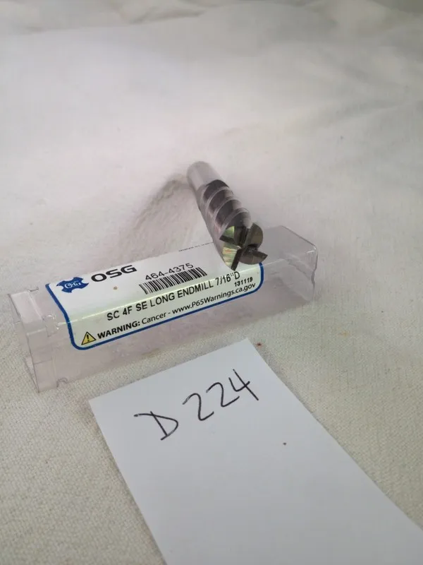 Режущий инструмент OSG 7/16" DIAMETER CARBIDE END MILL 464-4375. 4 FL. 4" OAL. 1 — фото лота 1