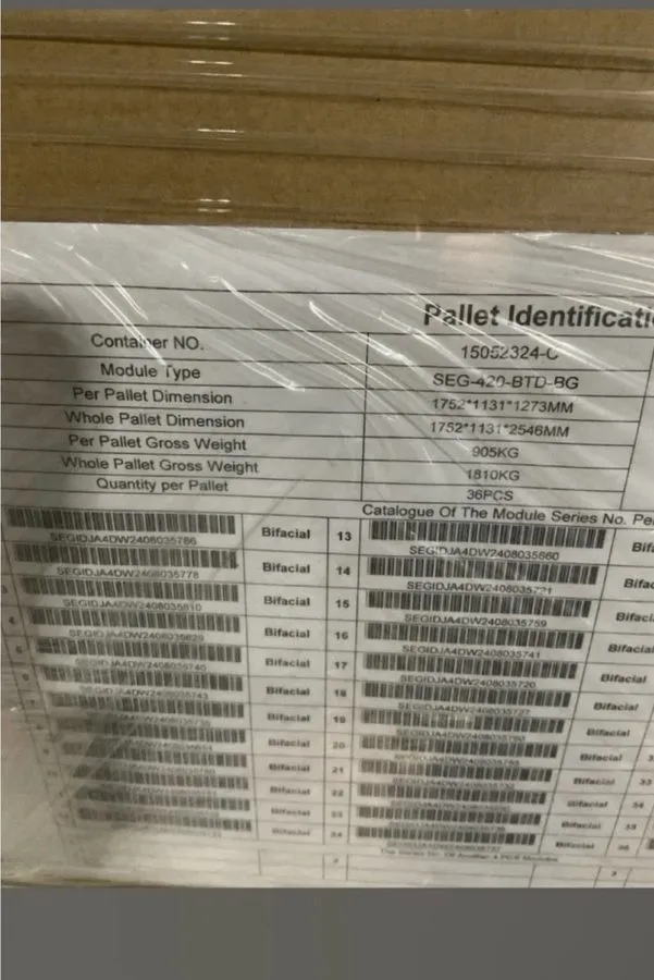 Энергооборудование Solar Panels SEG 420W Bifacial SEG-420-BTD-BG Full Pallet Tie — фото лота 2