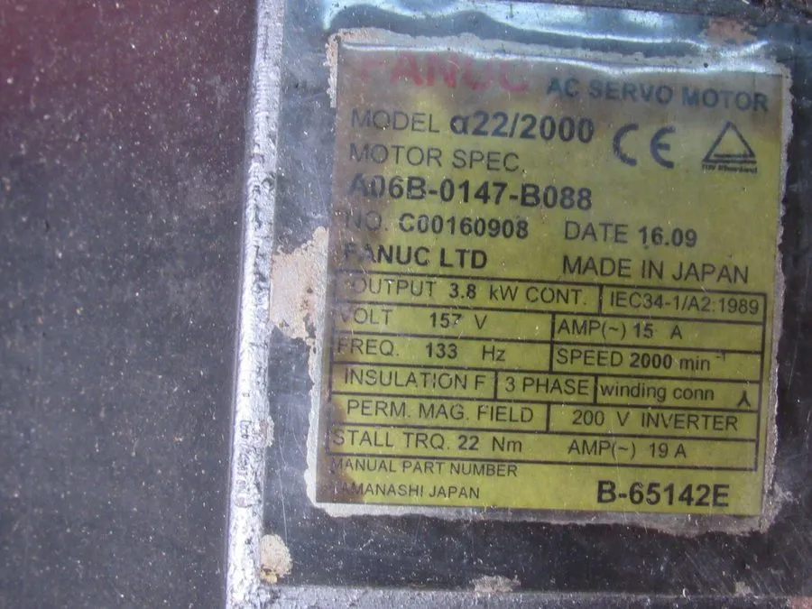 Серводвигатель FANUC A06B-0147-B088 AC SERVO MOTOR, 22/2000, 3.8KW