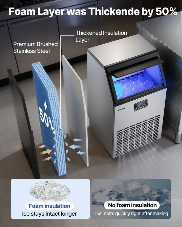 Льдогенератор Commercial Ice Maker 100lb/24h 33lb Bin, Fast 15min Cycle, LED, Se — фото лота 1