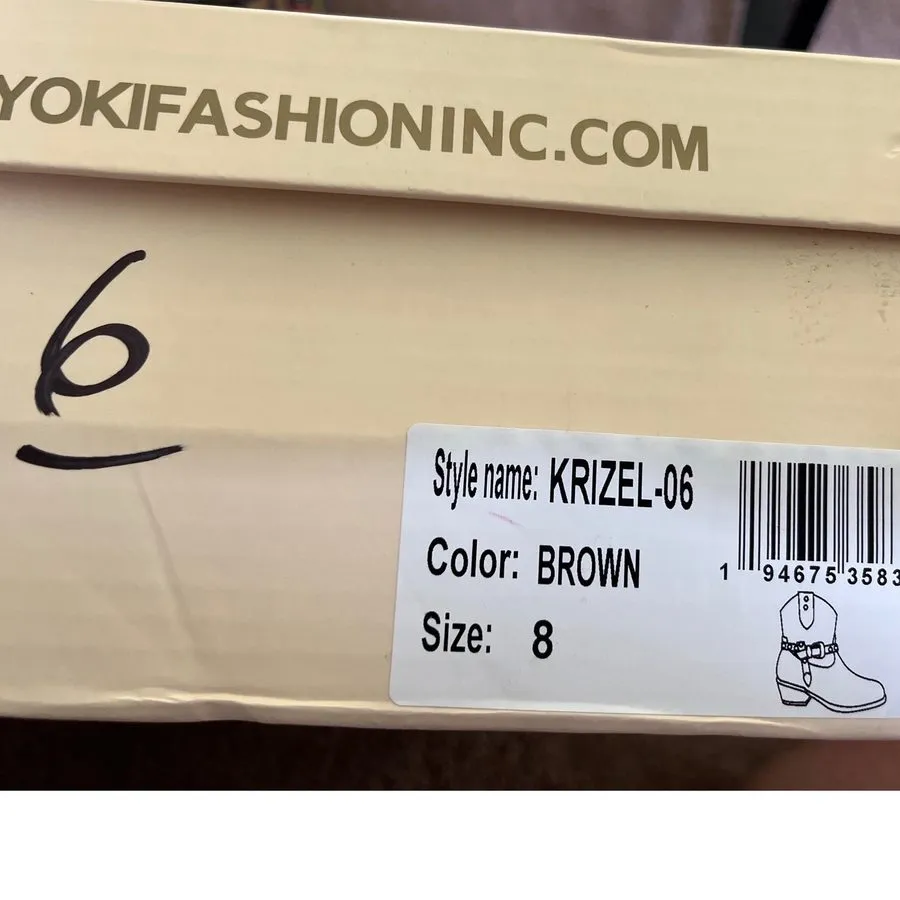 Жгут проводов Yoki Krizel-06 Womens Brown Studded Harness Western Ankle Boots Si