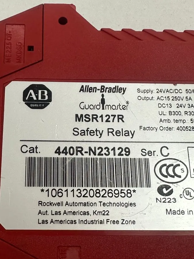Реле безопасности Allen Bradley 440R-N23129 Safety Relay, MSR127RP, 24V AC/DC — фото лота 2