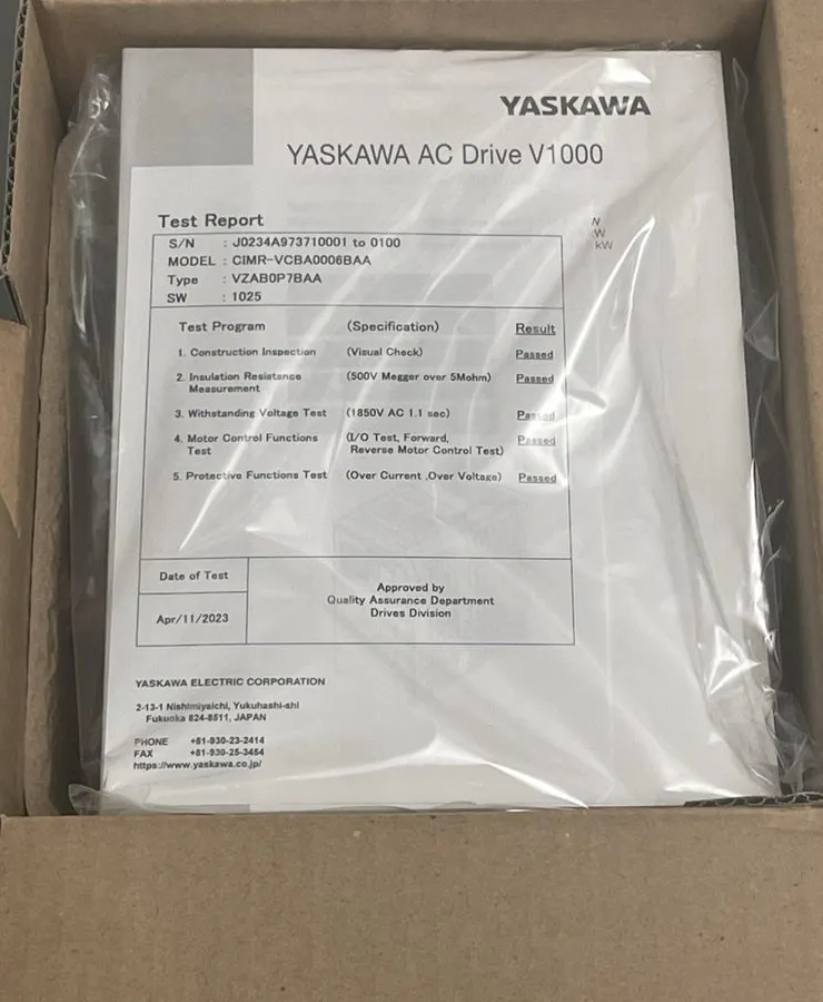 Частотный преобразователь Yaskawa CIMR-VCBA0006BAA V1000 Rev:A 1.1kW Inverter