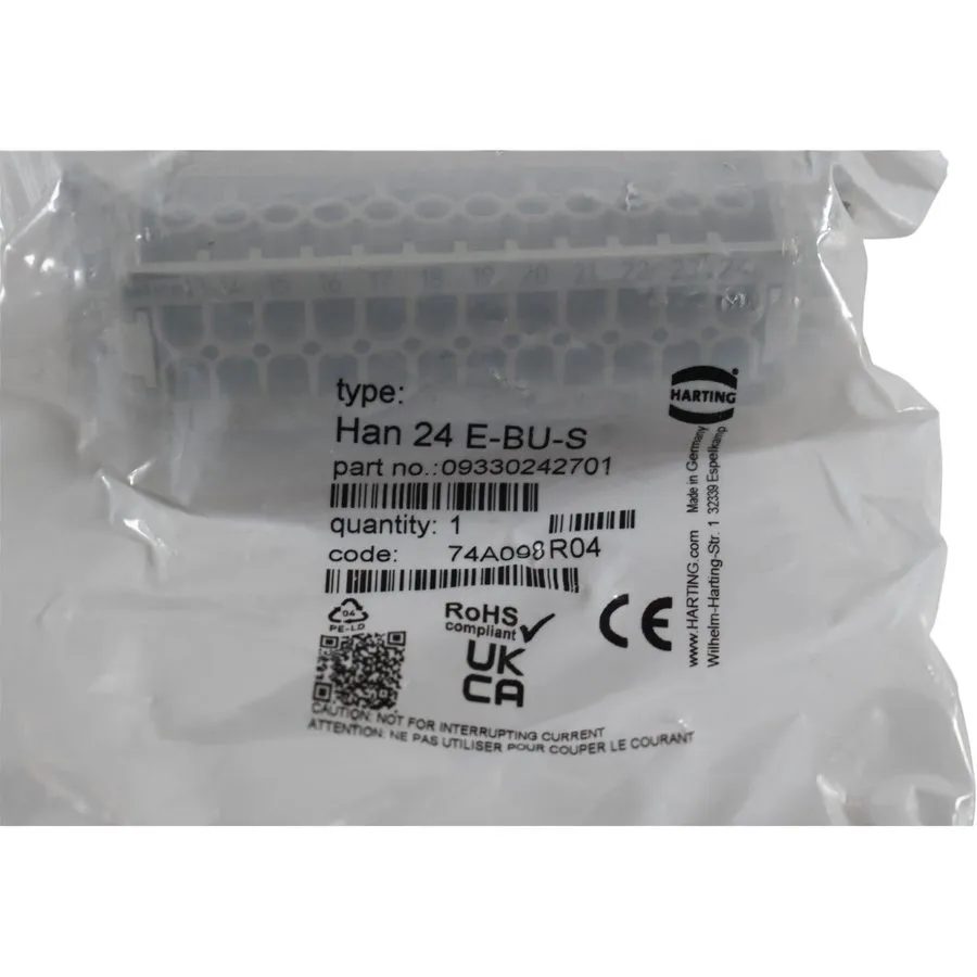 Разъём HARTING CONNECTOR HAN 24 E-BUS CONTACT BLOCK 09330242701