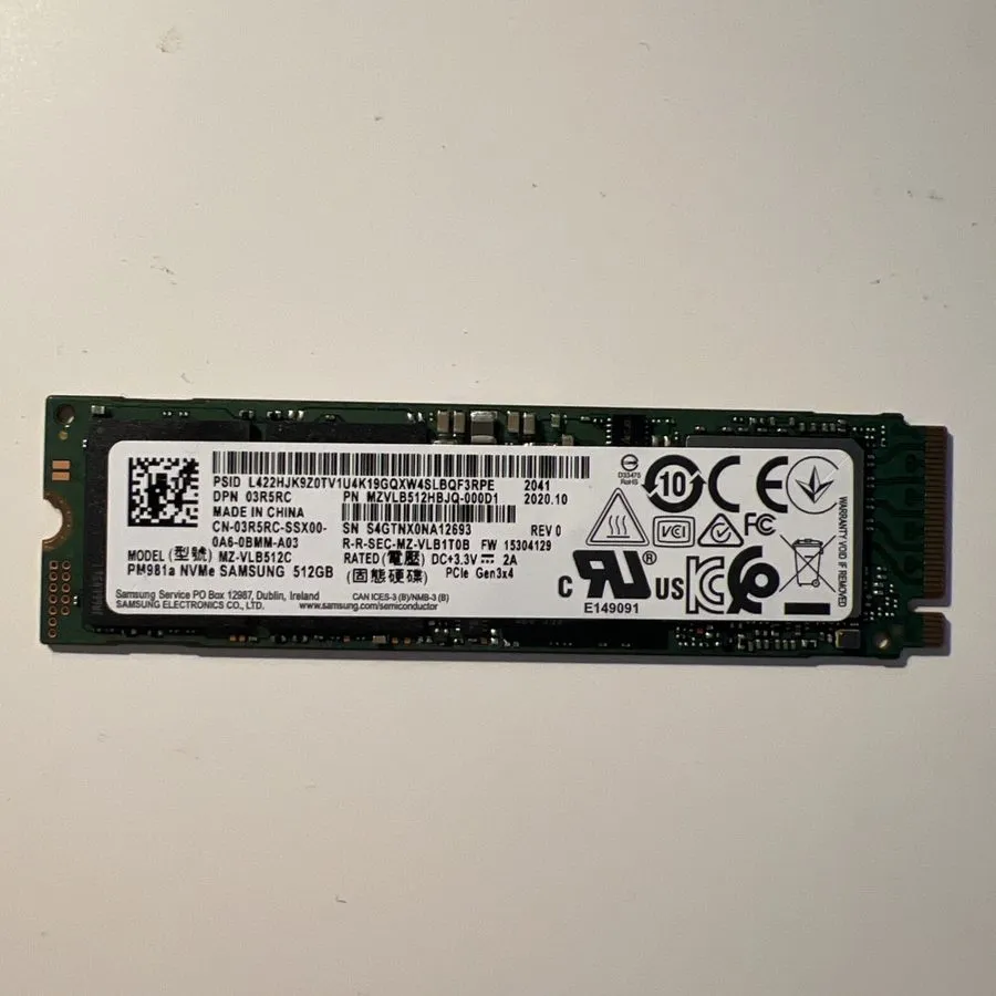 SSD-накопитель Samsung PM981 512GB NVMe M.2 2280 SSD MZVLB512HBJQ 100% Health