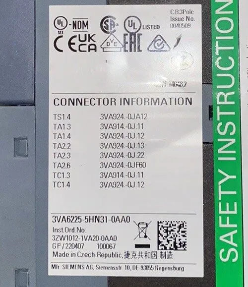 Автоматический выключатель 3VA6225-5HN31-0AA0 SIEMENS 250amp breaker
