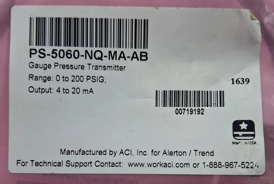 Датчик давления Honeywell PS-5060-NQ-MA-AB Gauge Pressure Transmitter — фото лота 2