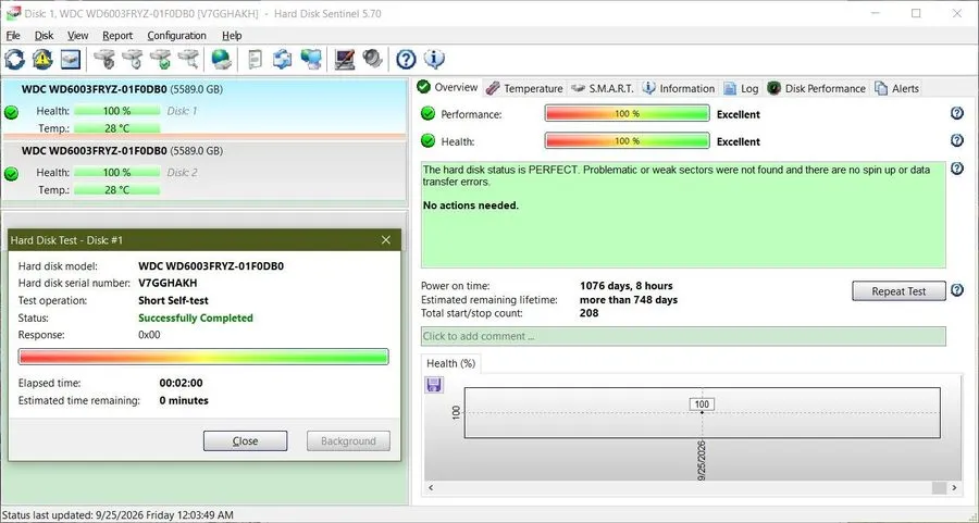 Жёсткий диск Western Digital WD Gold WD6003FRYZ 6TB 7.2K 256MB SATA III 3.5" HDD — фото лота 2