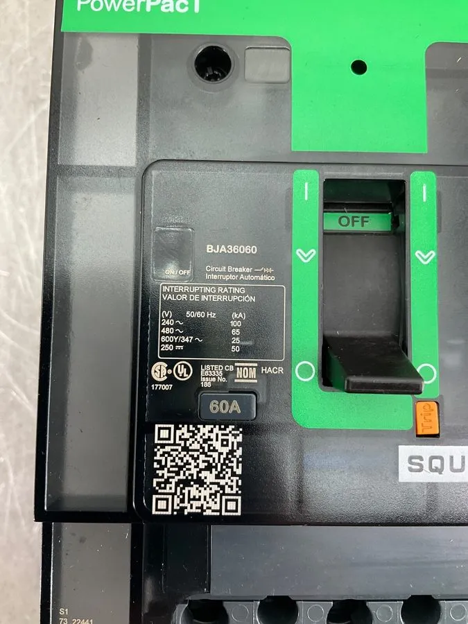 Автоматический выключатель SQUARE D POWERPACT BJA36060 60A 3 Pole 65kA@480V I-LI