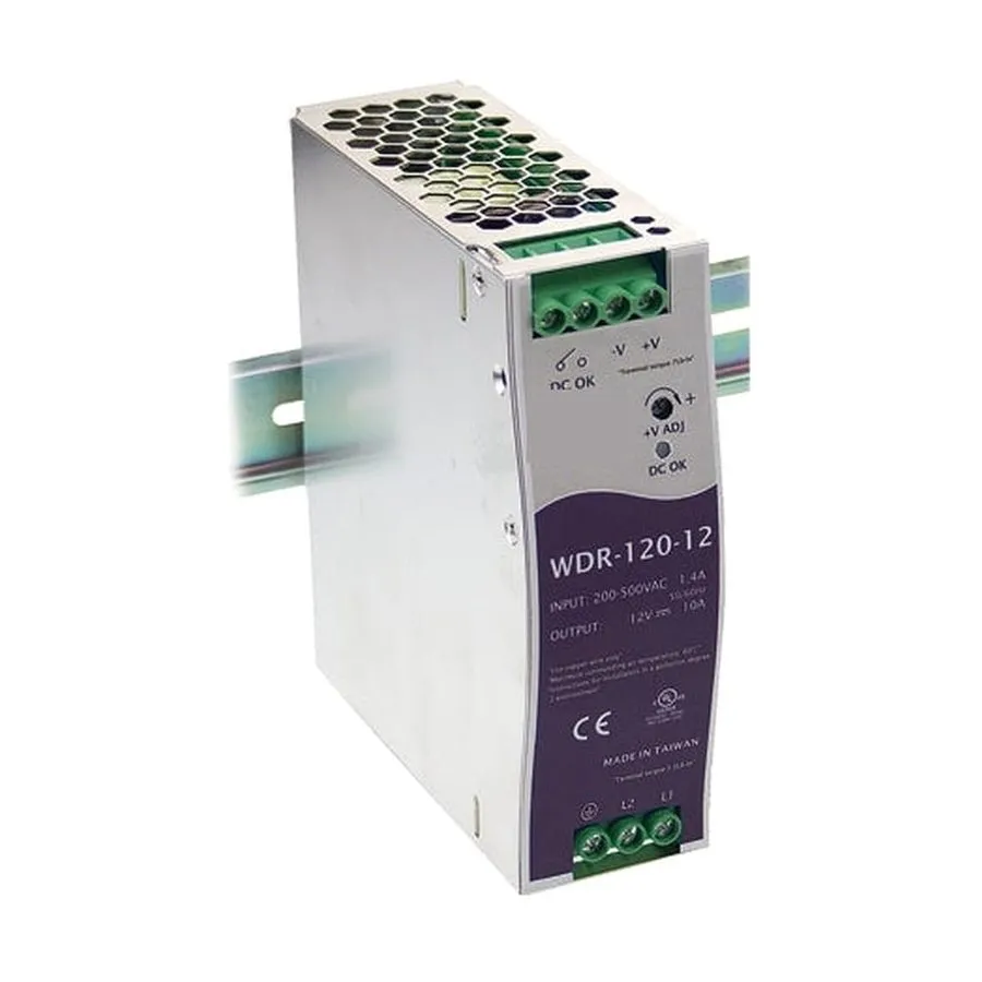 Блок питания MEAN WELL WDR-120-12 POWER SUPPLY 12V 10A 200-500VAC DIN RAIL MOUNT — фото лота 1