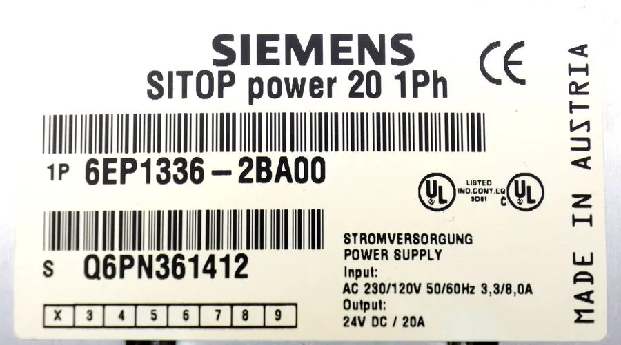Блок питания Siemens SITOP Power Supply 6EP1 336-2BA00 50/60Hz 22.8V 26.4V DC 24