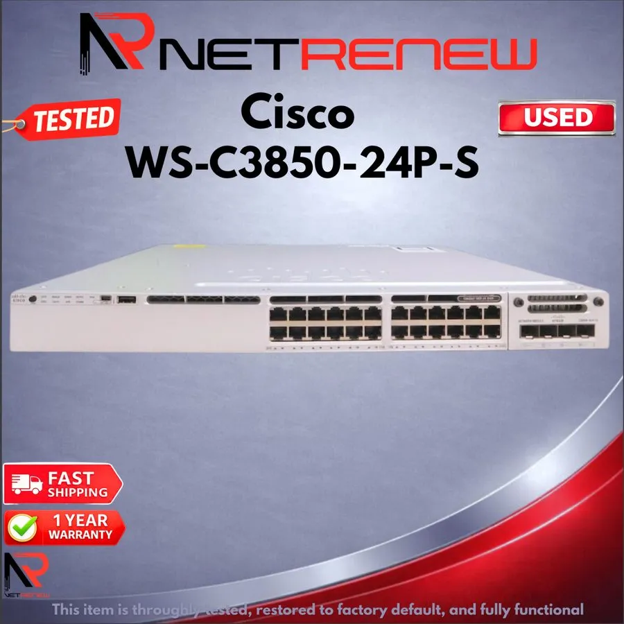 Коммутатор Cisco Catalyst WS-C3850-24P-S Switch 24 Port Gigabit PoE+ 715W