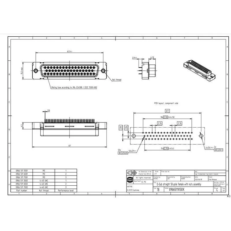 Разъём HARTING 09665116501 Female Connector