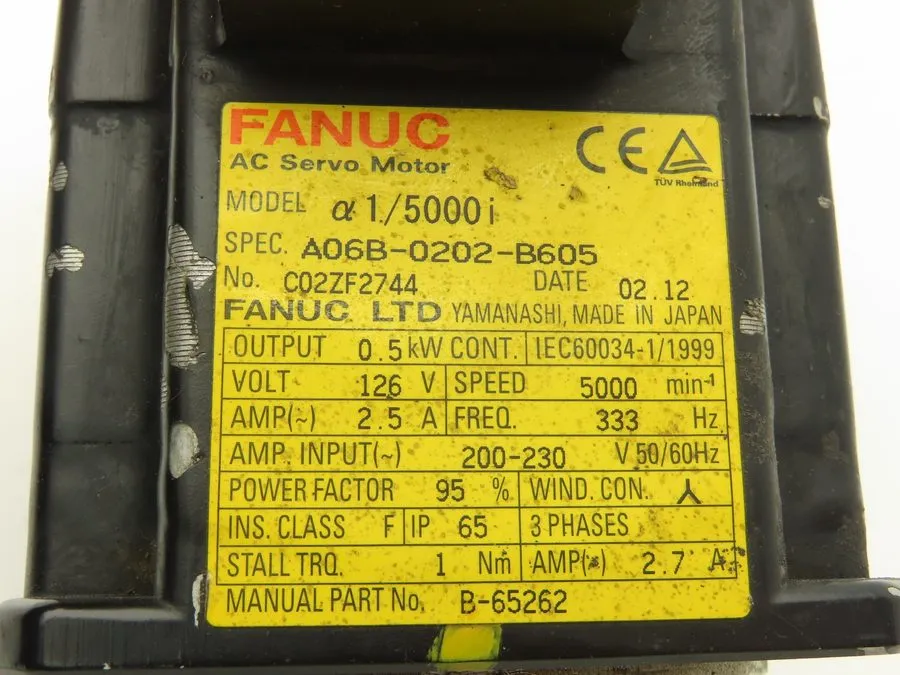 Серводвигатель Fanuc AC Servo Motor 5kw 5000 RPM 126V Encoder A860-2014-T301