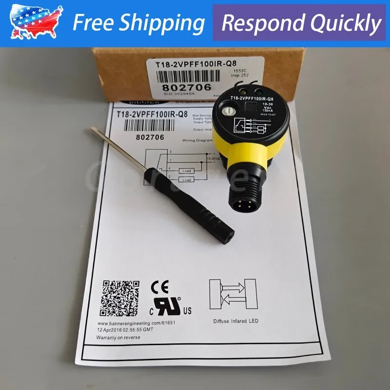 Фотоэлектрический датчик Banner Photoelectric Sensor T18-2VPFF100IR-Q8 10-30VDC