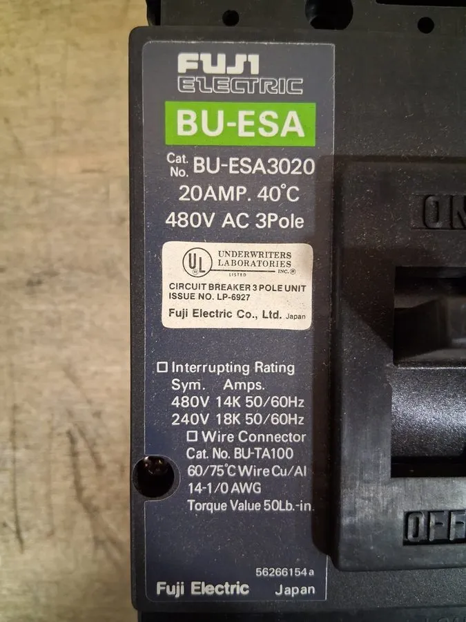 Автоматический выключатель Fuji BU-ESA3020 Circuit Breaker 3 Pole 20A 480V