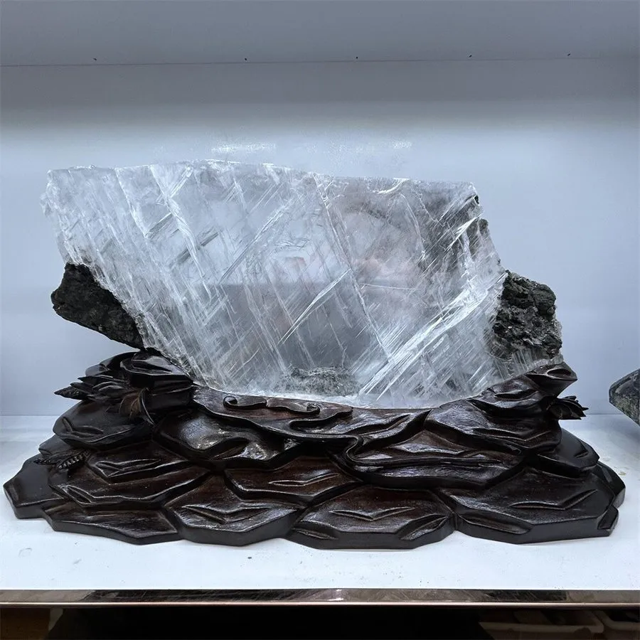 Лабораторный прибор 36.96lb A+++ Natural Clear Selenite Slab Healing Gypsum Crys