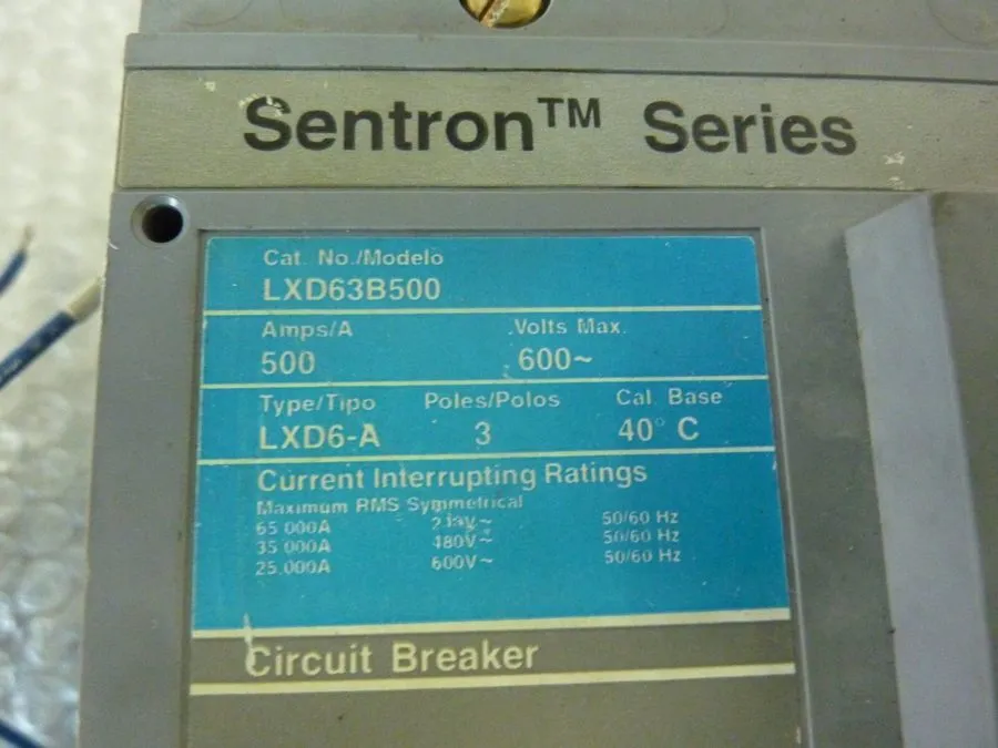 Автоматический выключатель SIEMENS LXD63B500 SENTRON CIRCUIT BREAKER 500 A 3P 60