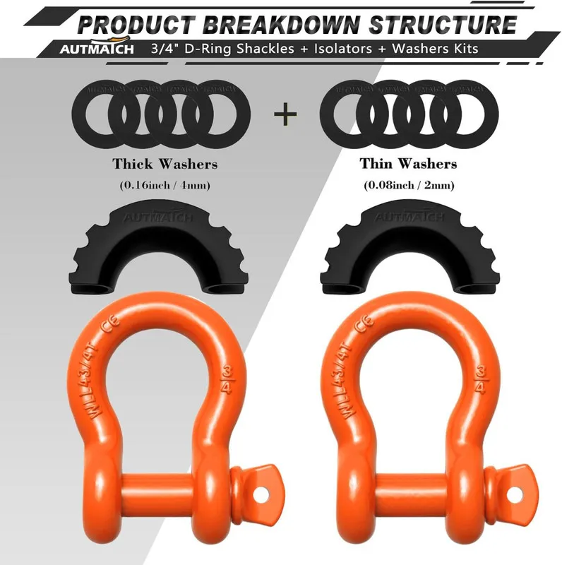 Такелажная скоба D Ring Shackle 3/4" Shackles 41,887Ibs Break Strength Clevis Sh — фото лота 1