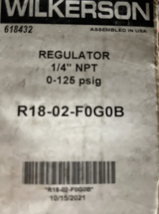 Трубопроводная арматура Wilkerson R18-03-F0G0B Air Pressure Regulator 3/8in Npt 
