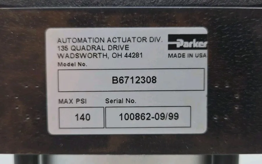 Пневмопривод Parker B6712308 Pneumatic Rotary Actuator 140 Psi — фото лота 1