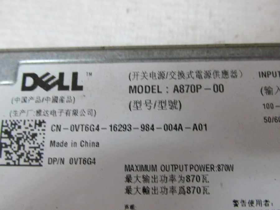 Блок питания Dell PowerEdge Server PSU 870W 80 Plus Hot-Swap 1U A870P-00 07NVX8
