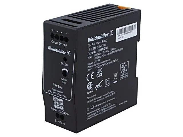 Блок питания WEIDMULLER 2838400000 AC/DC DIN Rail Power Supply (PSU), 3V to 8V, 