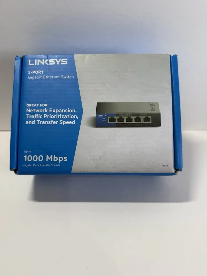 Коммутатор Linksys 5-Port Gigabit Ethernet Switch Black/Blue SE3005v2 VG