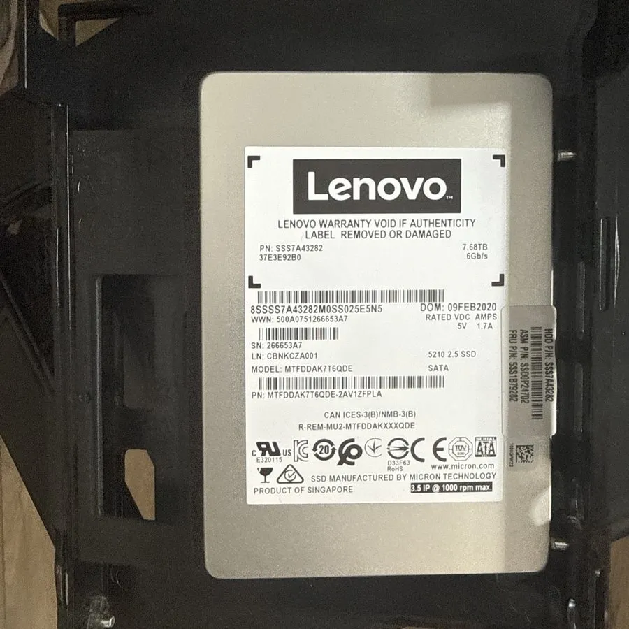 SSD-накопитель MICRON MTFDDAK7T6TDS 7.68TB 2.5" SATA SSD 4,317 Hours, 98.6% Heal